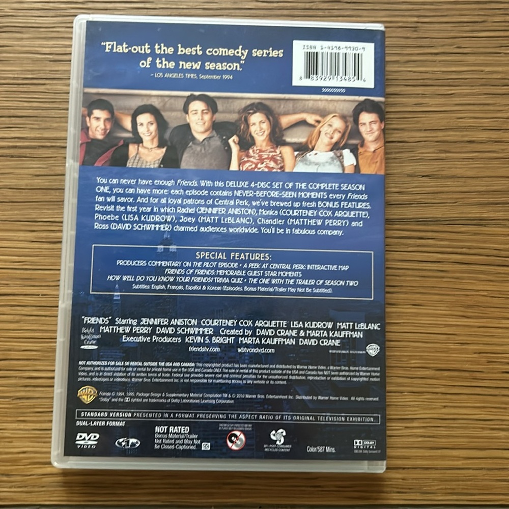 Friends: The Complete First Season. 4 DVD Disc Set.  Includes bonus content. - Picture 5 of 5